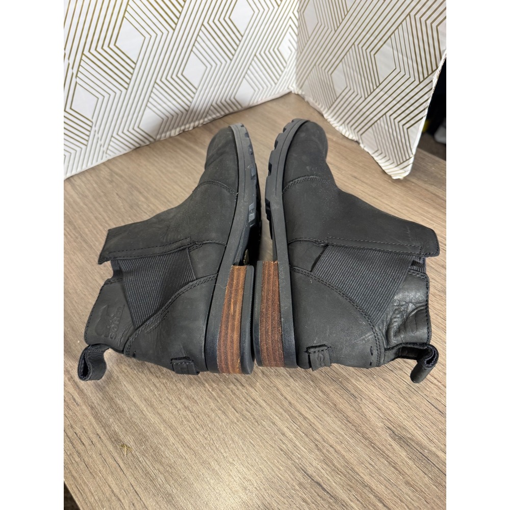 Sorel Emelie Chelsea Waterproof Black Leather Ankle Boots NL2671-010 Womens 9 - Picture 8 of 13